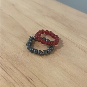 Set of 2 beaded elastic rings
